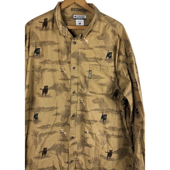 Columbia River Lodge Shirt XL Lab Dog Labrador Print Mens Button Down Hunting - Picture 1 of 5